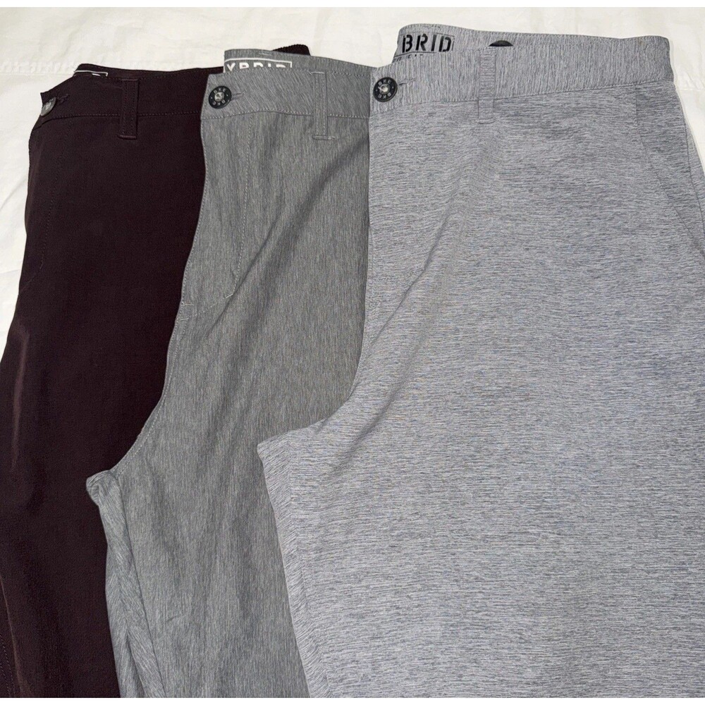 Lot of 3 BKE Hybrid Shorts Mens 36 Gray Heathered Brown Stretch Quick Dry